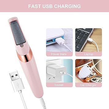Râpe Électrique Pieds Rechargeable – 2 Vitesses & Lumière LED
