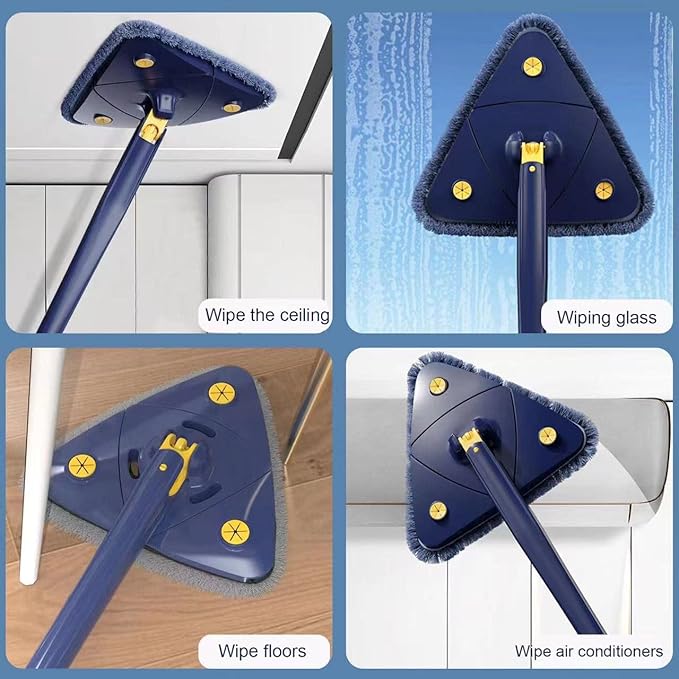Balai à Franges Rotatif 360° avec Essorage Automatique – Pour Sols, Murs et Plafonds