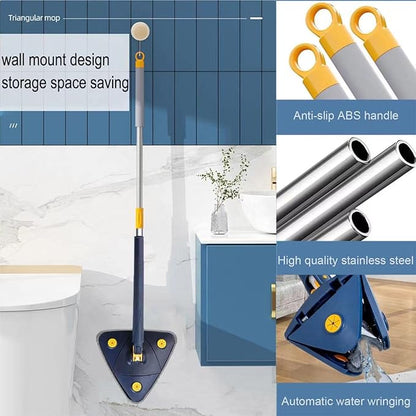 Balai à Franges Rotatif 360° avec Essorage Automatique – Pour Sols, Murs et Plafonds