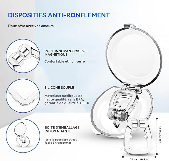 Anti Ronflement Dilatateur Nasal, 6 PCS Silicone Magnétique Clip Nasal Pince Ronflement Réutilisable Prévenir l'apnée intermittente,améliorer la qualité du sommeil, empêcher le ronflement