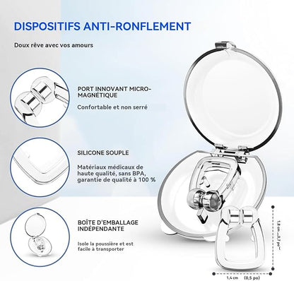 Anti Ronflement Dilatateur Nasal, 6 PCS Silicone Magnétique Clip Nasal Pince Ronflement Réutilisable Prévenir l'apnée intermittente,améliorer la qualité du sommeil, empêcher le ronflement
