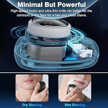Mini rasoir électrique portable avec écran LED, rechargeable par USB, étanche, rasoir électrique portable, facile à utiliser à un seul bouton, utilisation humide et sèche, convient pour la maison