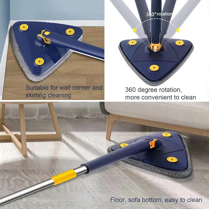 Balai à Franges Rotatif 360° avec Essorage Automatique – Pour Sols, Murs et Plafonds