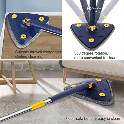 Balai à Franges Rotatif 360° avec Essorage Automatique – Pour Sols, Murs et Plafonds