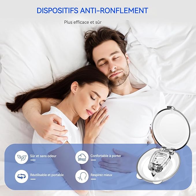 Anti Ronflement Dilatateur Nasal, 6 PCS Silicone Magnétique Clip Nasal Pince Ronflement Réutilisable Prévenir l'apnée intermittente,améliorer la qualité du sommeil, empêcher le ronflement