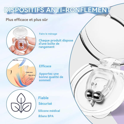Anti Ronflement Dilatateur Nasal, 6 PCS Silicone Magnétique Clip Nasal Pince Ronflement Réutilisable Prévenir l'apnée intermittente,améliorer la qualité du sommeil, empêcher le ronflement