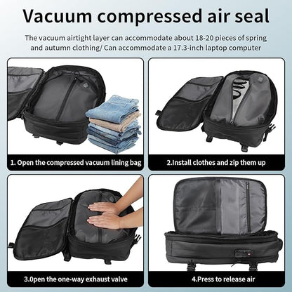 sac à dos de voyage extensible de 60L avec compression sous vide gonflable avec pompe
