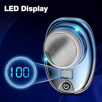 Mini rasoir électrique portable avec écran LED, rechargeable par USB, étanche, rasoir électrique portable, facile à utiliser à un seul bouton, utilisation humide et sèche, convient pour la maison