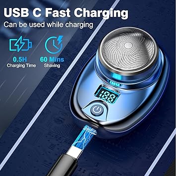 Mini rasoir électrique portable avec écran LED, rechargeable par USB, étanche, rasoir électrique portable, facile à utiliser à un seul bouton, utilisation humide et sèche, convient pour la maison