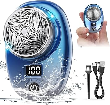 Mini rasoir électrique portable avec écran LED, rechargeable par USB, étanche, rasoir électrique portable, facile à utiliser à un seul bouton, utilisation humide et sèche, convient pour la maison